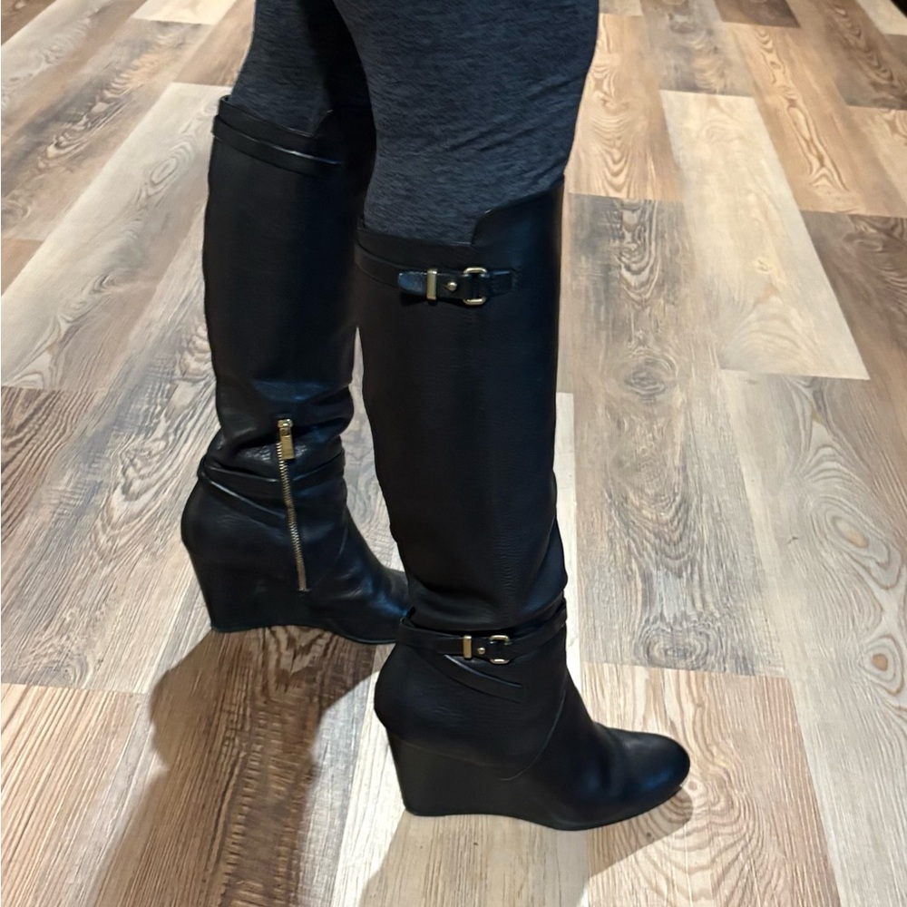 Coach Adair Wedge Boots Knee High Size 9